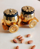 Wholesale Metal Bowl Trolley Plating Dry Fruit Container Decorative Serving Bowls 2 Jars and 1 Trolley Tray, Return Gifts And Favor.